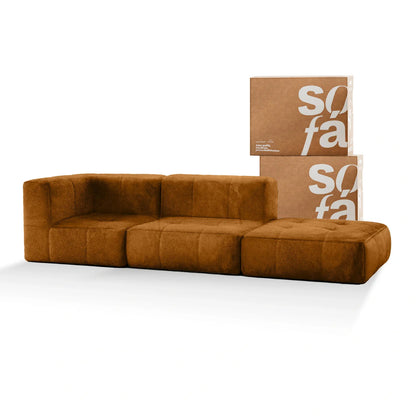 Sofá Modular en Caja de 2 Plazas en Boucle – 1 Brazo con Chaise